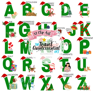 Cute Alphabets Christmas - Digital Art SETAXM001