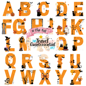 Cute Alphabets Halloween - Digital Art SETAHW002