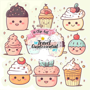 Cute Desserts Cartoon Characters - Digital Art SETCD002