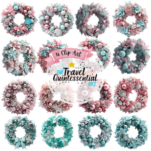 Pastel Christmas Wreaths Digital Art SETWRE001