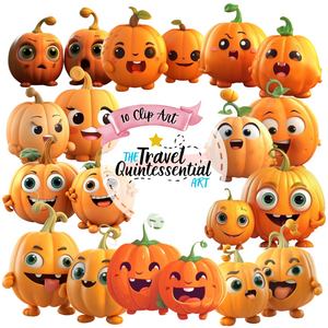 Cute Halloween Pumpkin Couples Characters - Digital Art SETPK002