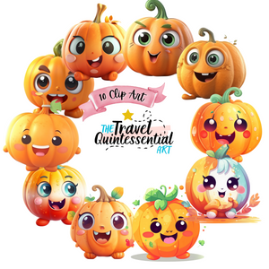 Cute Halloween Pumpkin Characters - Digital Art SETPK001