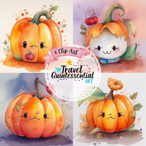 Cute Halloween Pumpkin Characters - Digital Art SETPK004