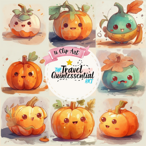 Cute Halloween Pumpkin Characters - Digital Art SETPK005