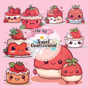 Cute Strawberry Desserts Digital Art SETSD001