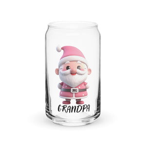 Pink Santa Claus (Grandpa) SANTA007 Can-Shaped Glass