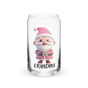 Pink Santa Claus (Grandma) SANTA006 Can-Shaped Glass