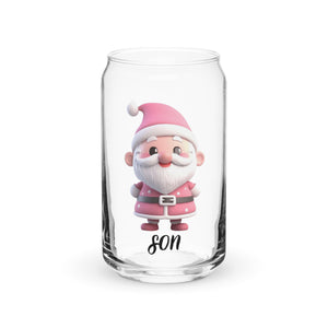 Pink Santa Claus (Son) SANTA004 Can-Shaped Glass