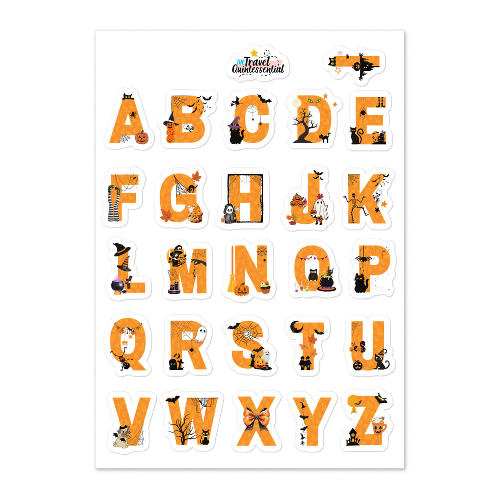 Cute Alphabets Halloween Glossy Stickers AHW0001