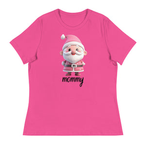 Cute Pink Santa Claus Mommy Christmas T-Shirt (Women) SANTA002