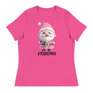 Cute Pink Santa Claus Grandma Christmas T-Shirt (Women) SANTA006