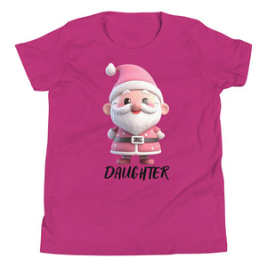 Cute Pink Santa Claus Daughter Youth Christmas T-Shirt (Kids) SANTA005Y