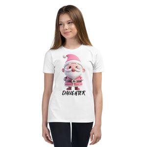 Cute Pink Santa Claus Daughter Youth Christmas T-Shirt (Kids) SANTA005Y