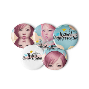 Pink Head TheTravelQuintessential Set of 5 Pin Buttons