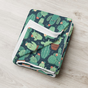 Cute Cactus Cartoon Throw Blanket C0004