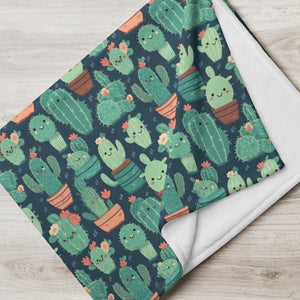 Cute Cactus Cartoon Throw Blanket C0004