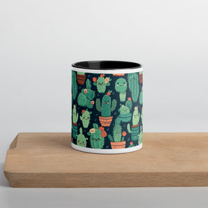 Cute Cactus Cartoon Mug with Color Inside C0004