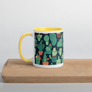 Cute Cactus Cartoon Mug with Color Inside C0004